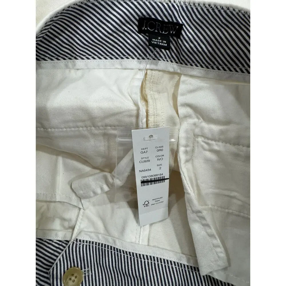 J.Crew Cuffed Preppy Relaxed Chino Pant Ivory Size 2 NWT
